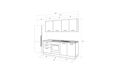 Gilda cucina 270 cm colore portland e rovere cadiz