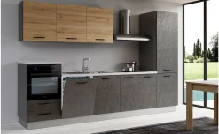 Gilda 2.0 cucina  330 cm colore portland e rovere cadiz