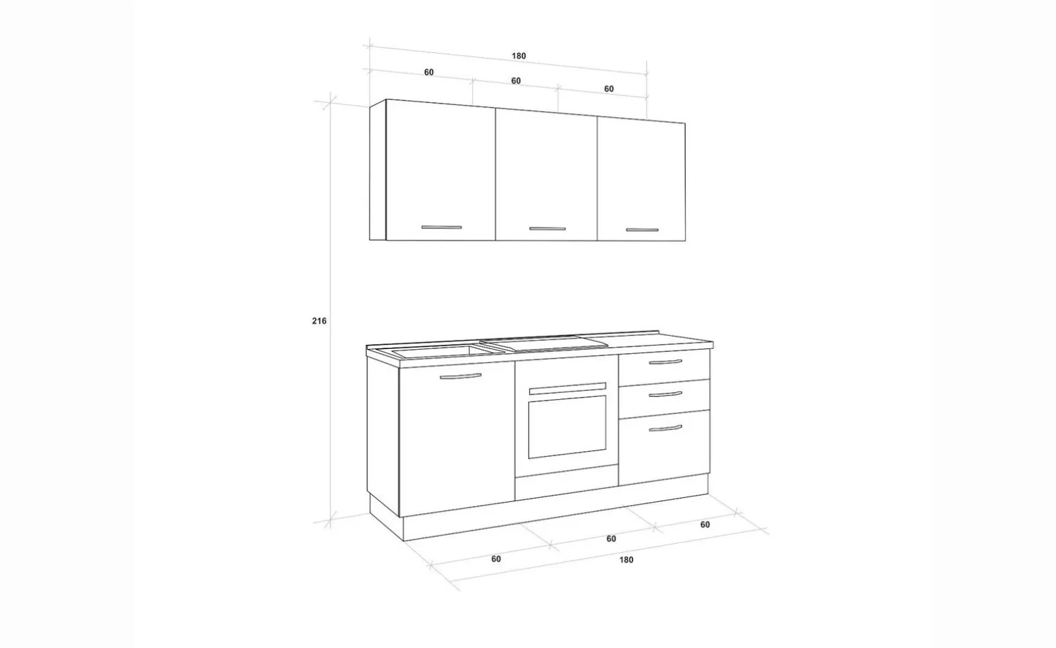 Gilda cucina 180 cm colore rover cadiz e cemento scuro