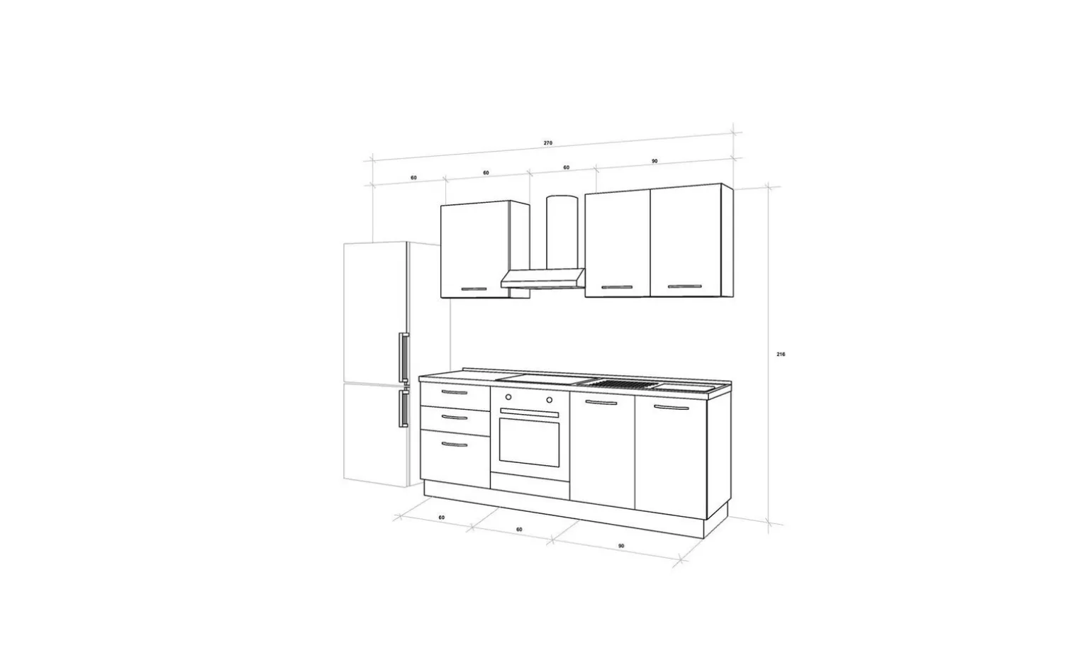 Gilda 2.0 cucina 270 cm colore rovere cadiz e portland