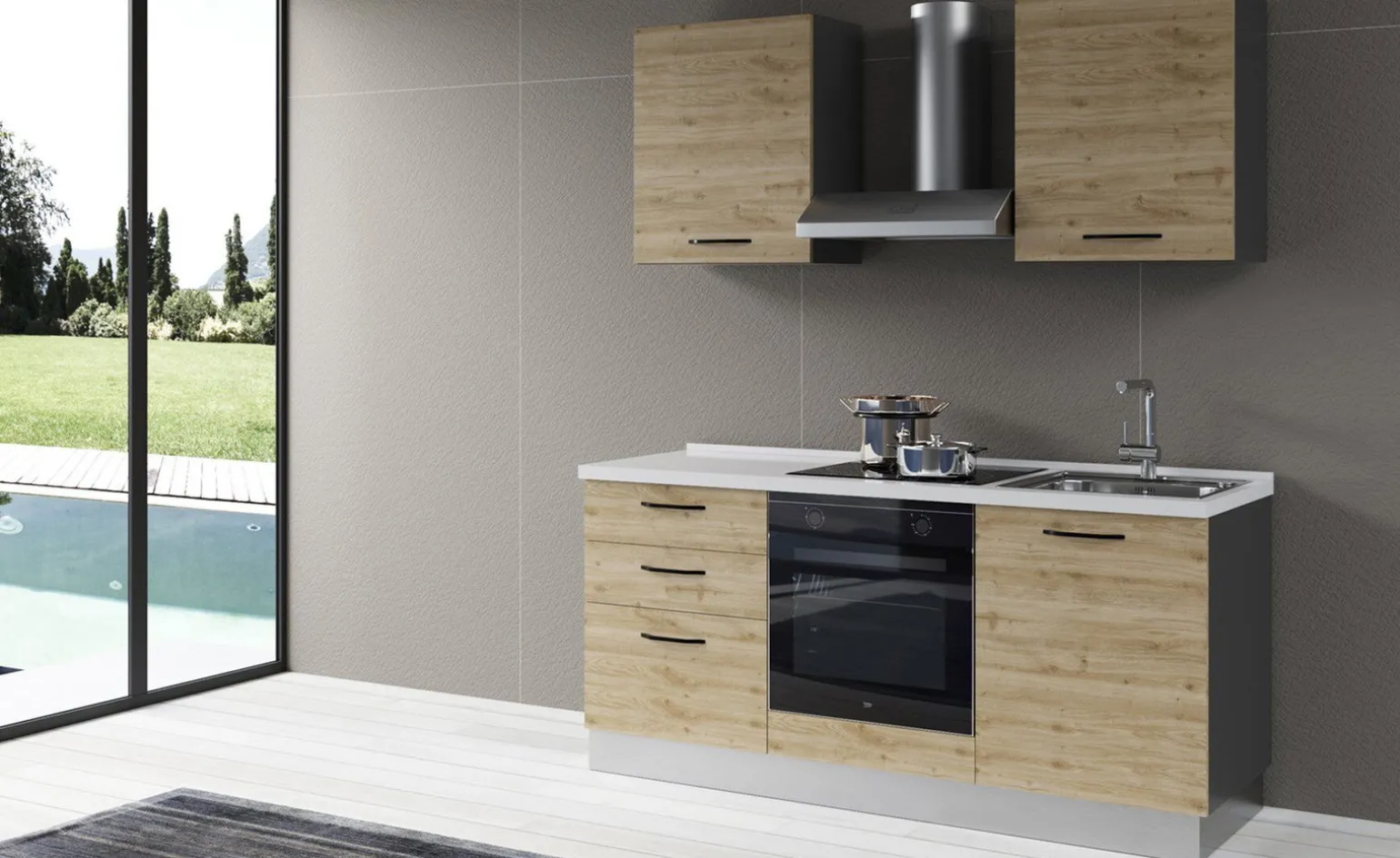 Gilda 2.0 cucina 180 cm colore rovere cadiz