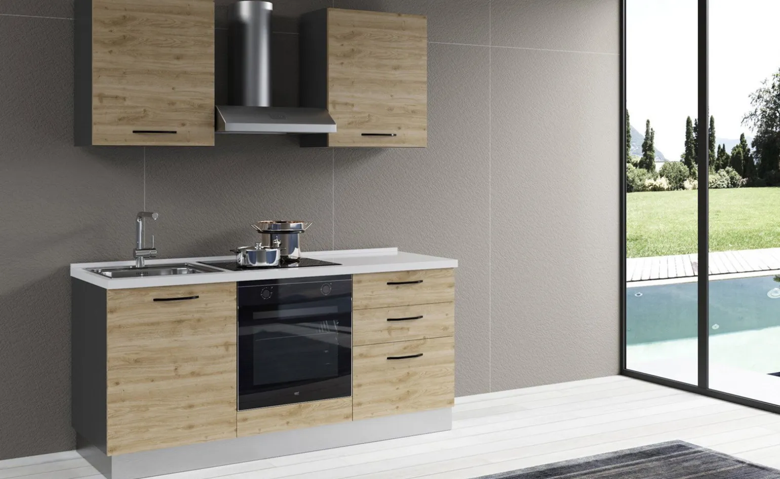 Gilda 2.0 cucina 180 cm colore rovere cadiz