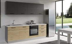 Gilda cucina 240 cm colore rovere cadiz e cemento scuro