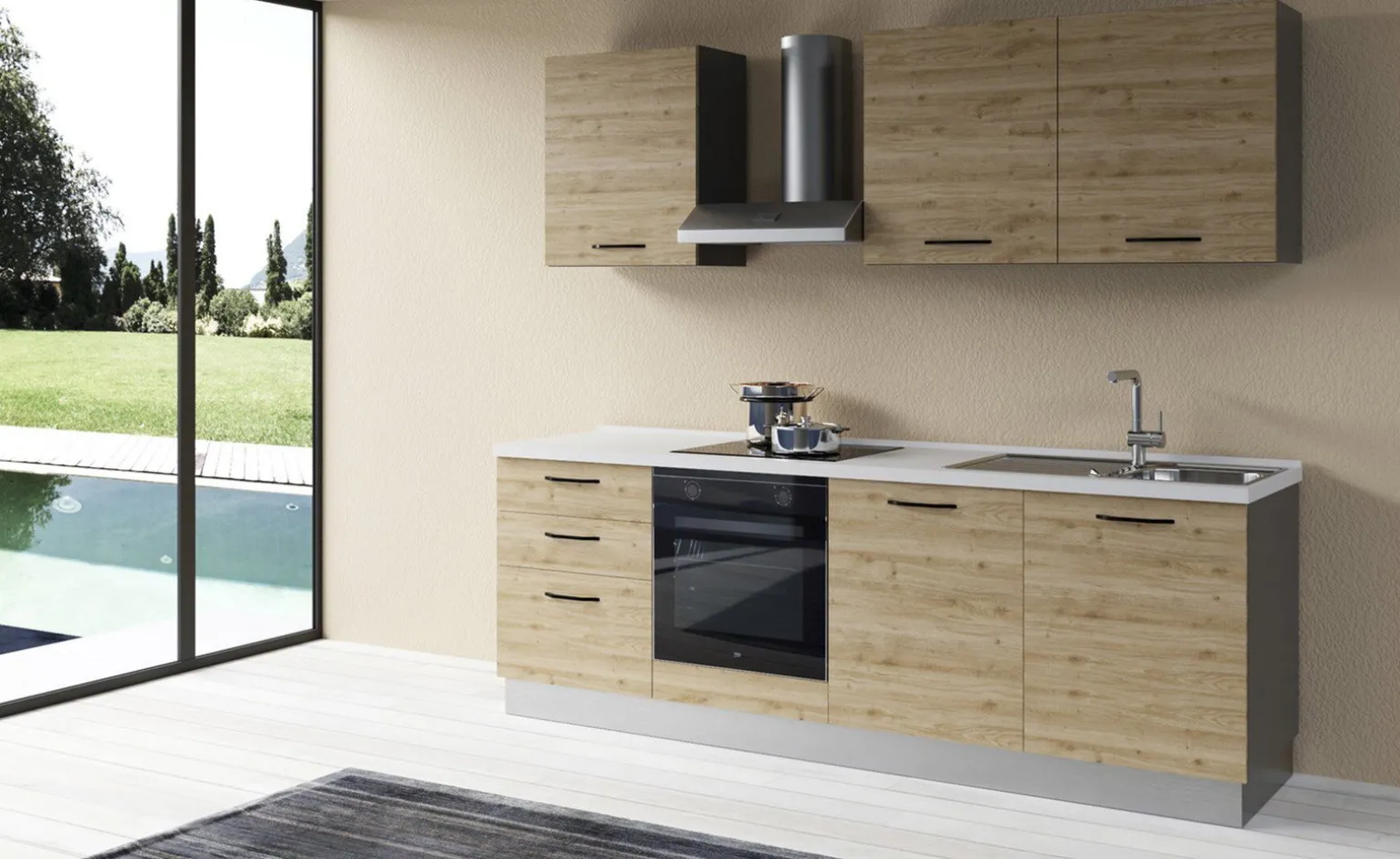 Gilda 2.0 cucina 240 cm colore rovere cadiz