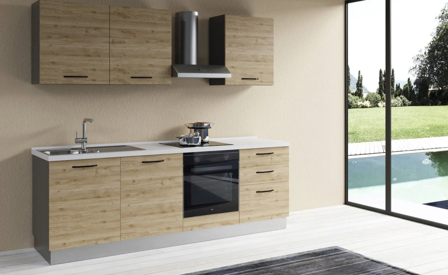 Gilda 2.0 cucina 240 cm colore rovere cadiz