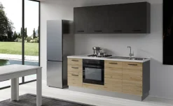Gilda cucina 195 cm colore rovere cadiz e cemento scuro