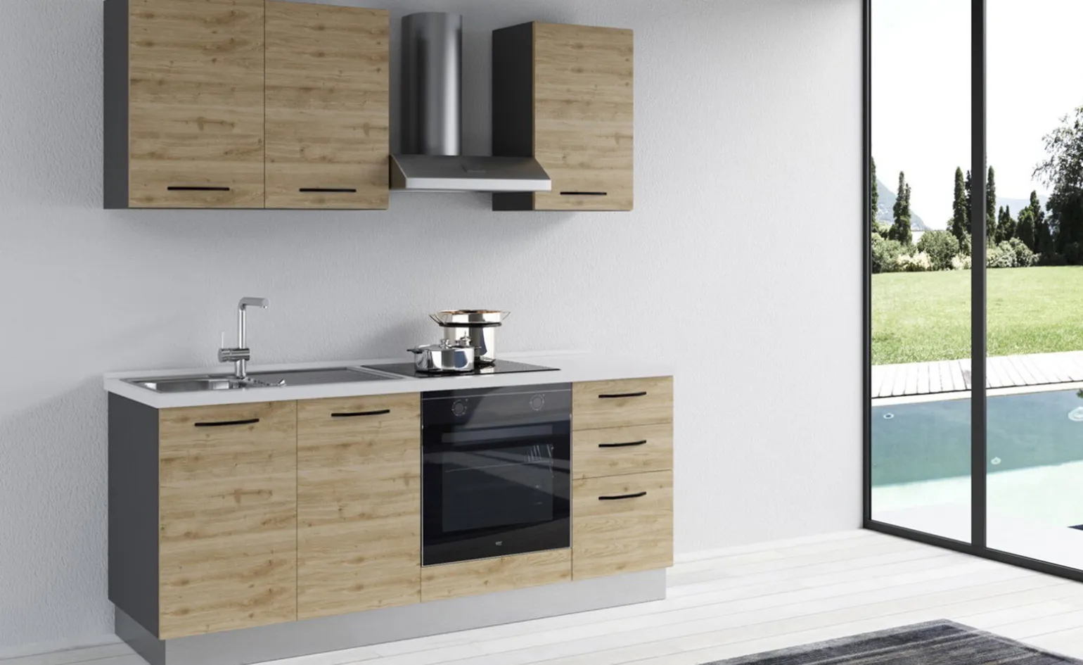 Gilda 2.0 cucina 195 cm colore rovere cadiz
