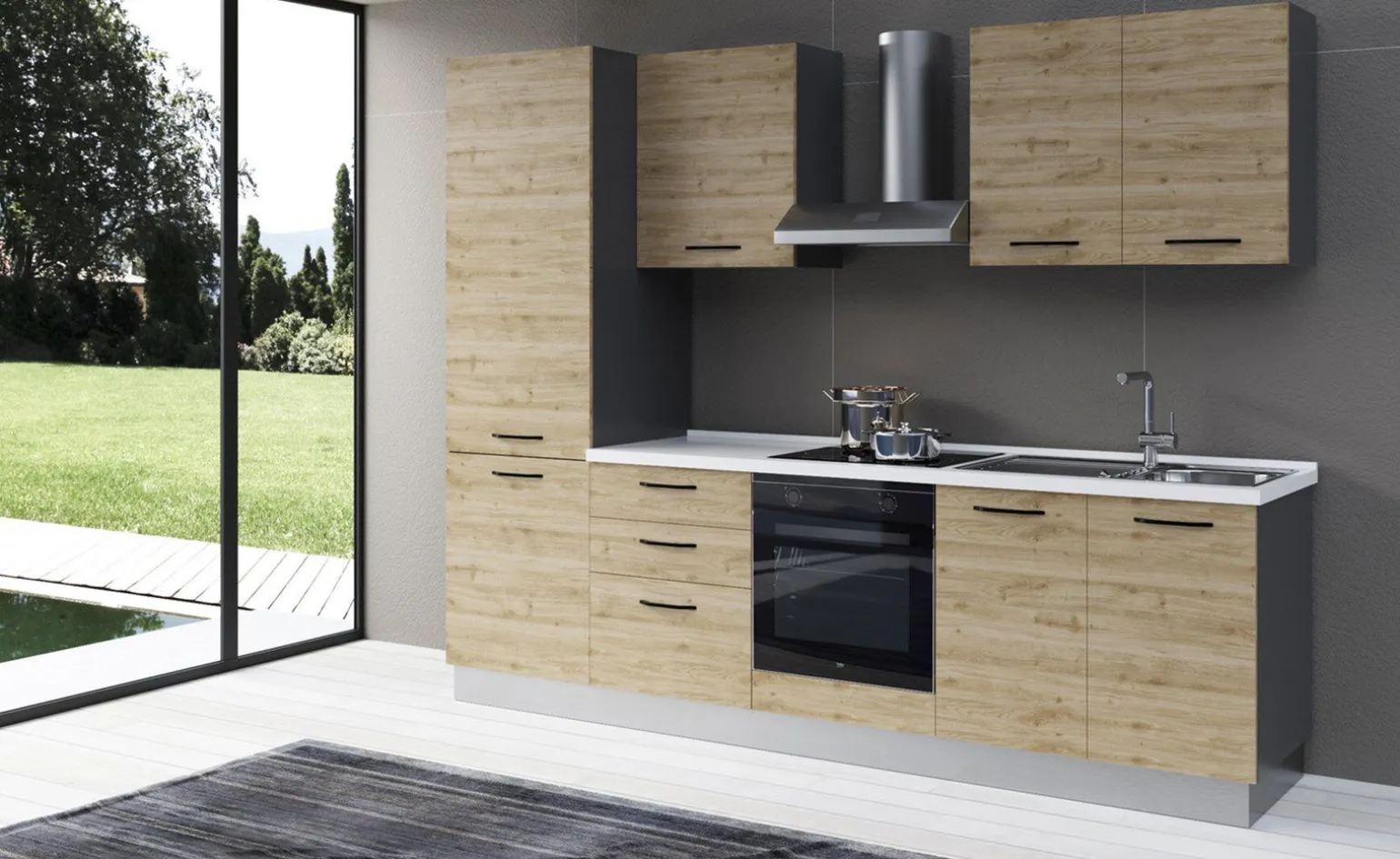 Gilda 2.0 cucina 270 cm colore rovere cadiz