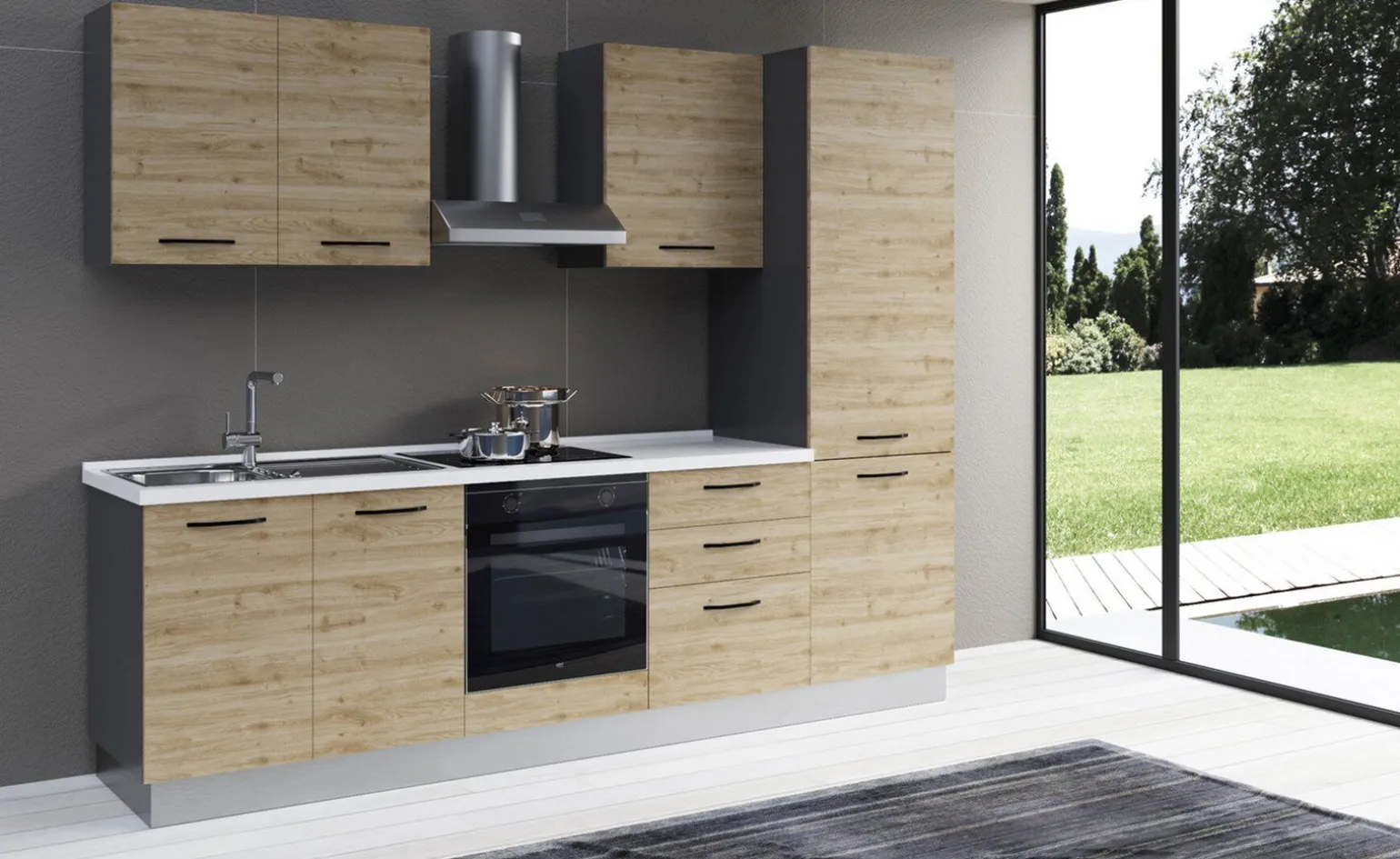 Gilda 2.0 cucina 270 cm colore rovere cadiz