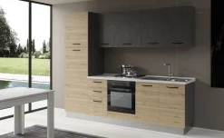 Gilda cucina 255 cm colore rovere cadiz e cemento scuro