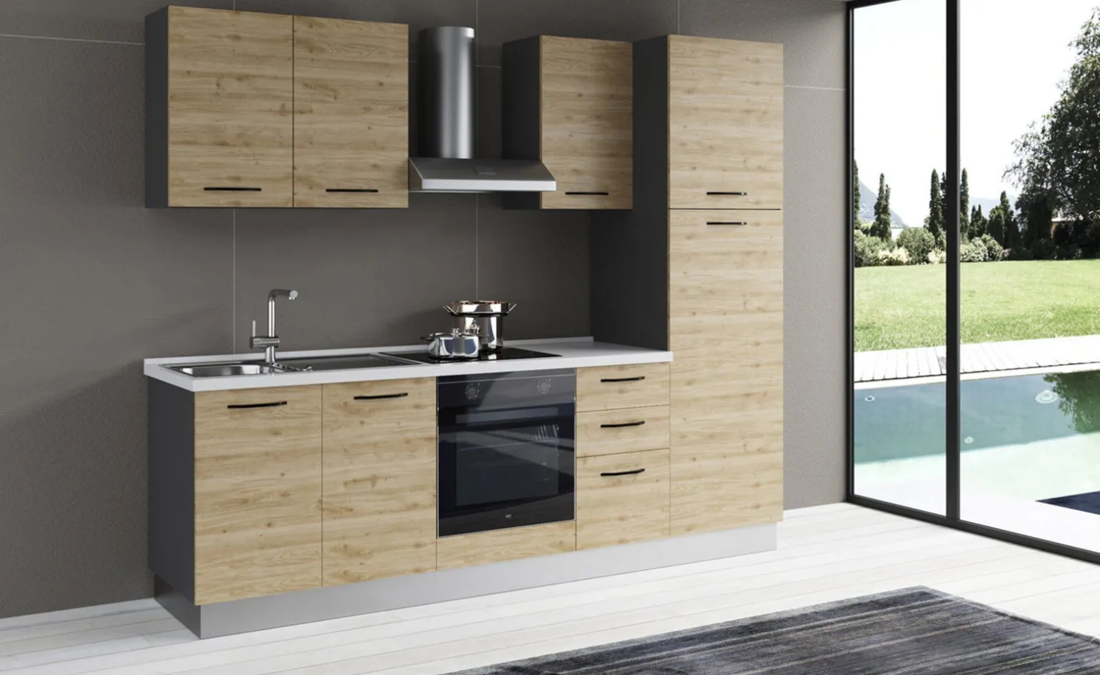 Gilda 2.0 cucina 255 cm colore rovere cadiz
