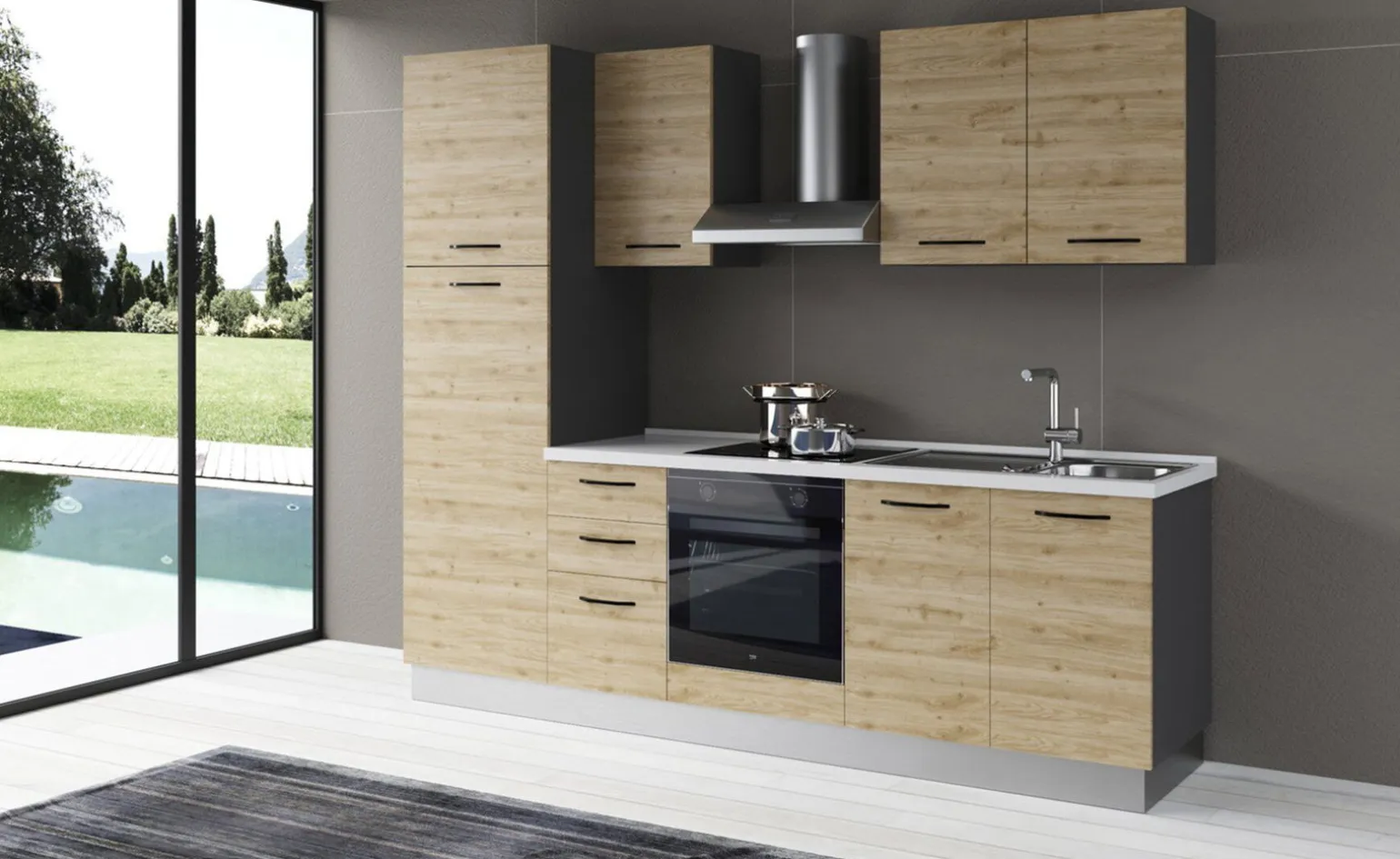 Gilda 2.0 cucina 255 cm colore rovere cadiz