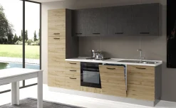 Gilda cucina 285 cm colore rovere cadiz e cemento scuro