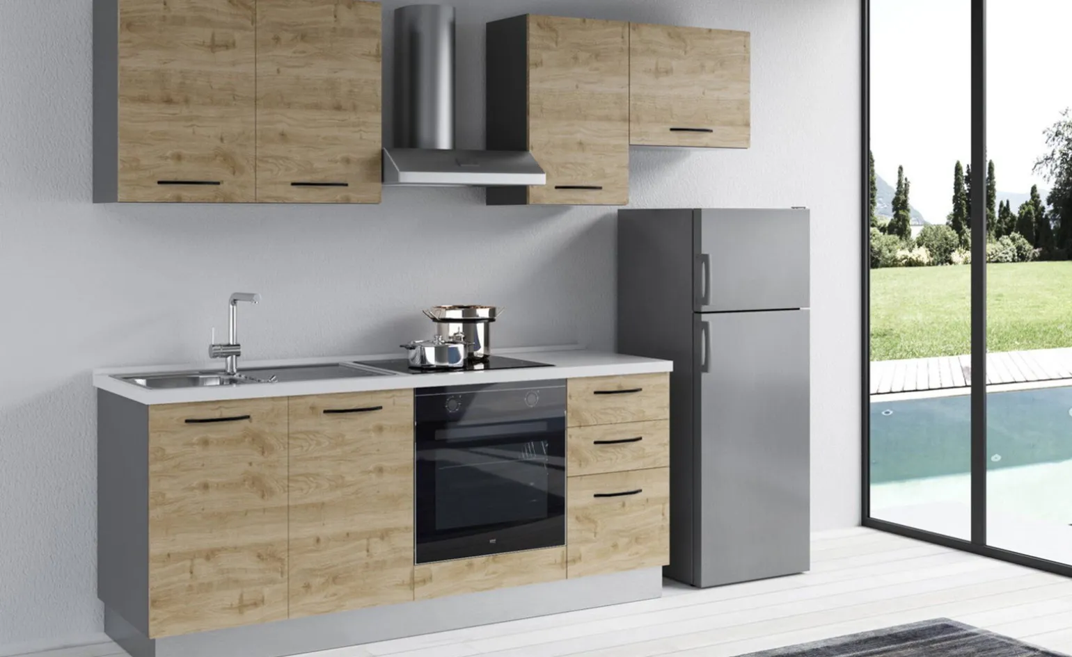 Gilda 2.0 cucina 255 cm colore rovere cadiz