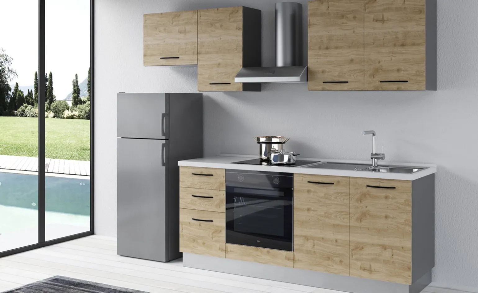 Gilda 2.0 cucina 255 cm colore rovere cadiz