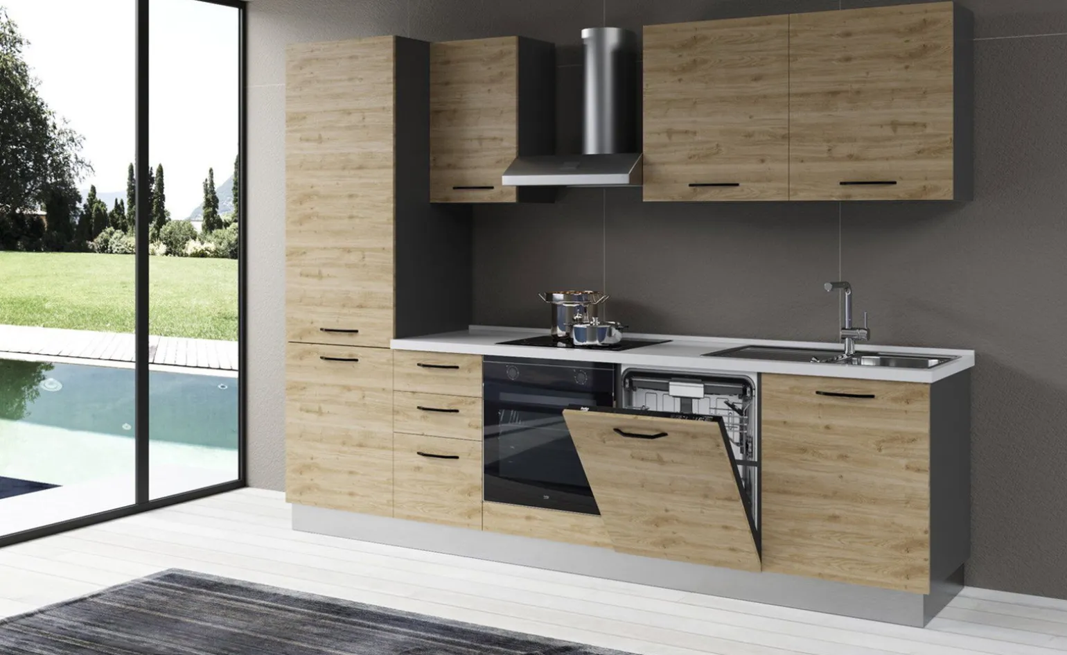 Gilda 2.0 cucina 285 cm colore rovere cadiz