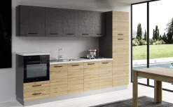Gilda cucina 300 cm colore rovere cadiz e cemento scuro