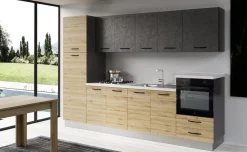 Gilda cucina 300 cm colore rovere cadiz e cemento scuro