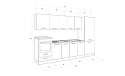 Gilda cucina 315 cm colore rovere cadiz e cemento scuro