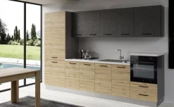 Gilda cucina 315 cm colore rovere cadiz e cemento scuro