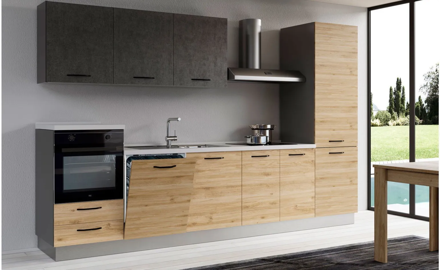 Gilda 2.0 cucina 330 cm colore rovere cadiz e portland
