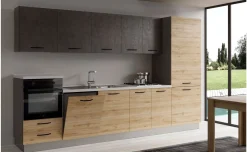 Gilda cucina  345 cm colore rovere cadiz e cemento scuro
