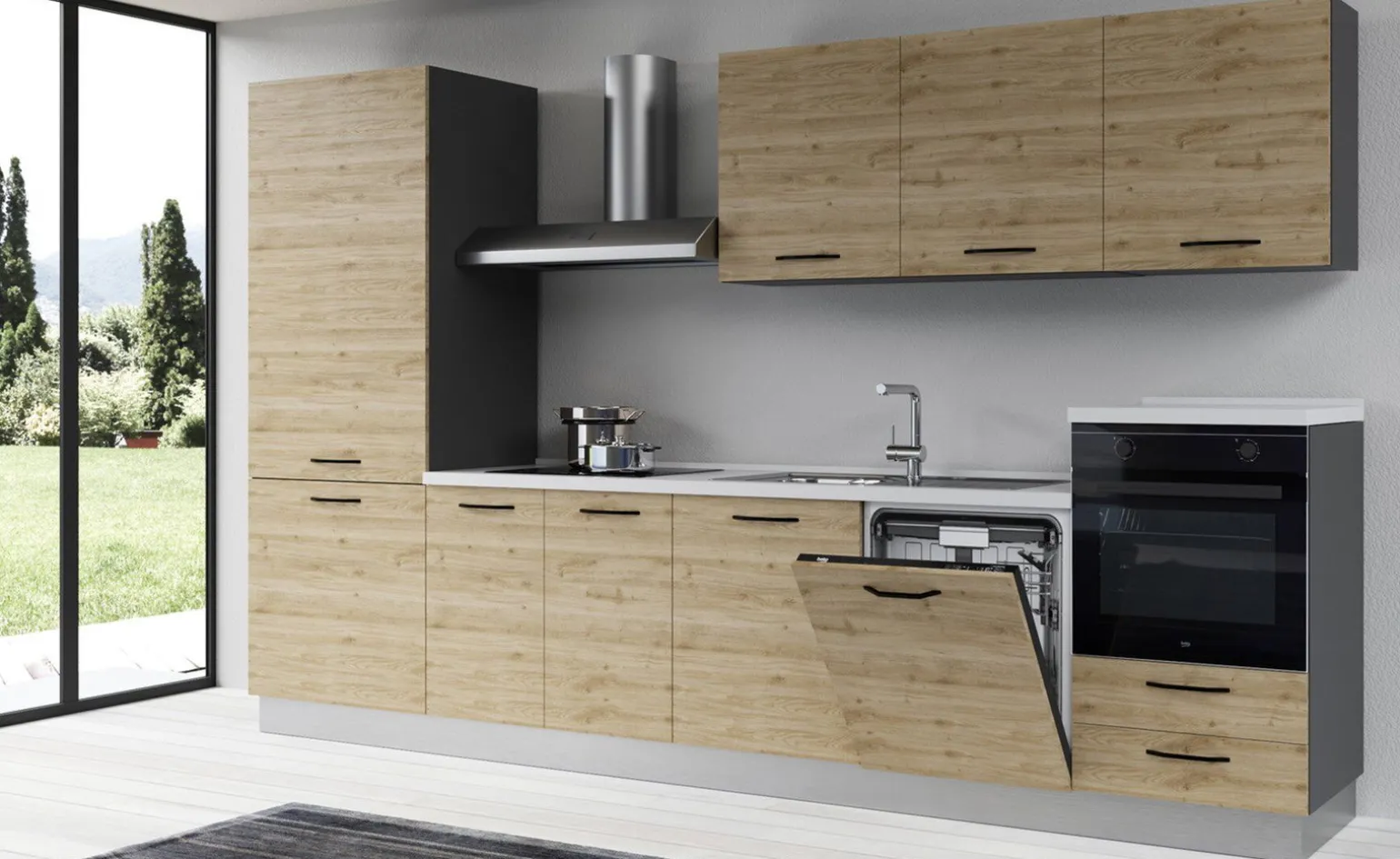 Gilda 2.0 cucina 345 cm colore rovere cadiz