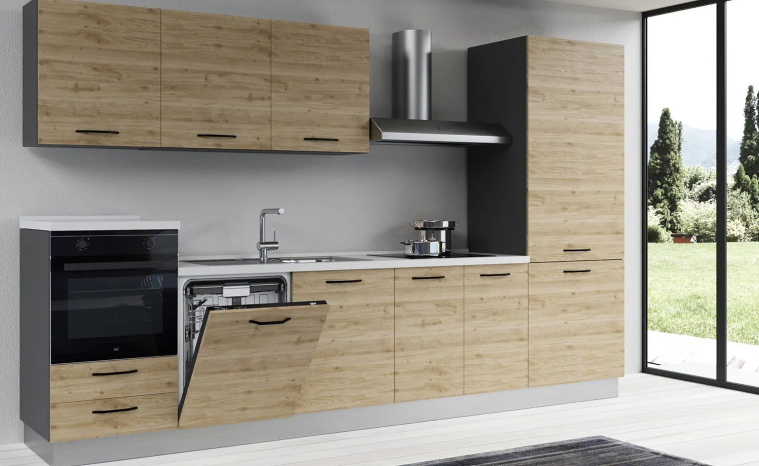 Gilda 2.0 cucina 345 cm colore rovere cadiz