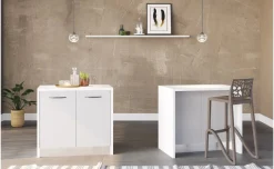 Gilda isola 2 ante light grey con top bianco L96,2 cm