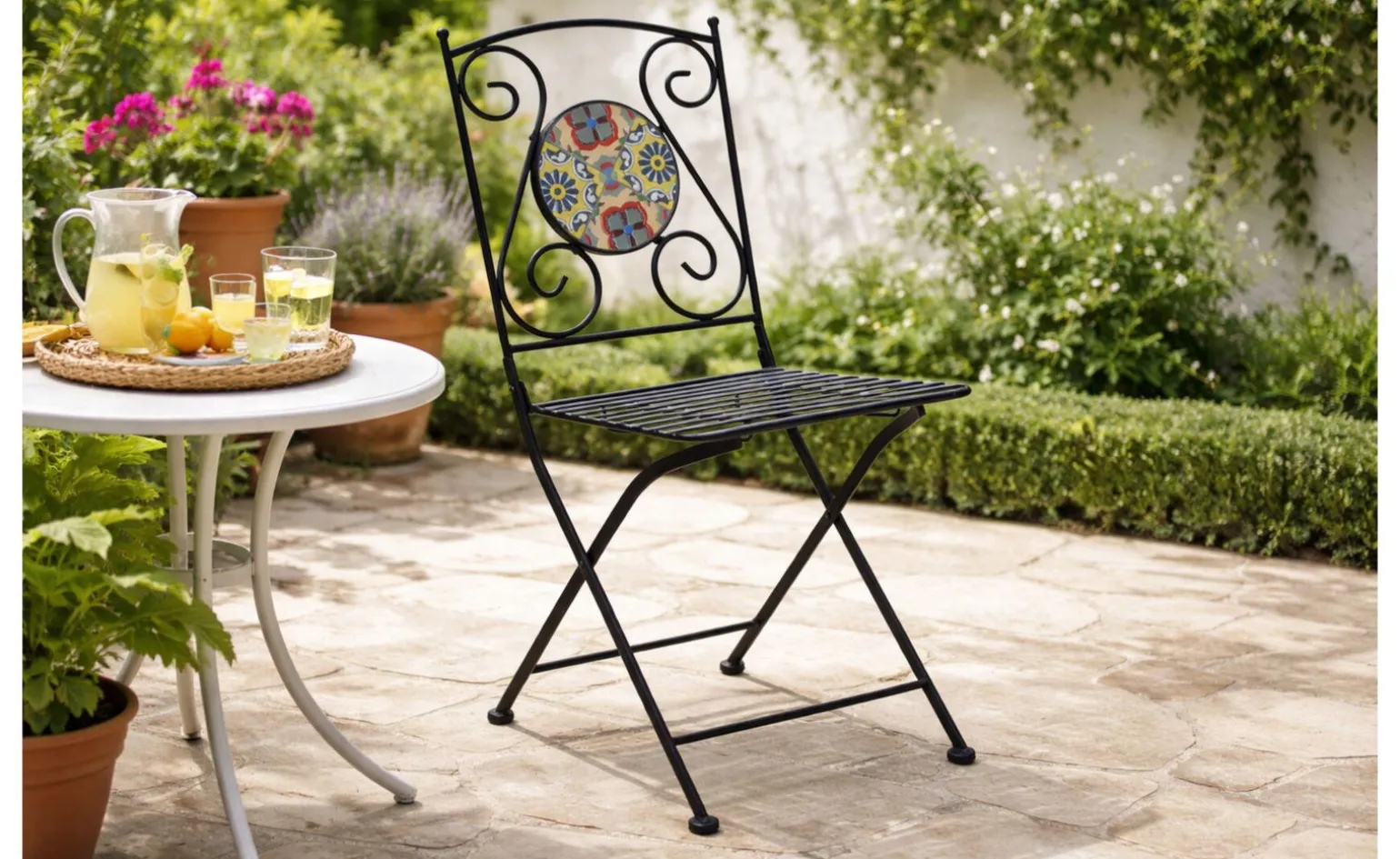 Ginger sedia in ferro con inserto mosaico