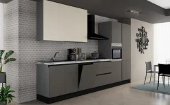 Greta cucina 363 cm colore grafite opaco e calce opaco
