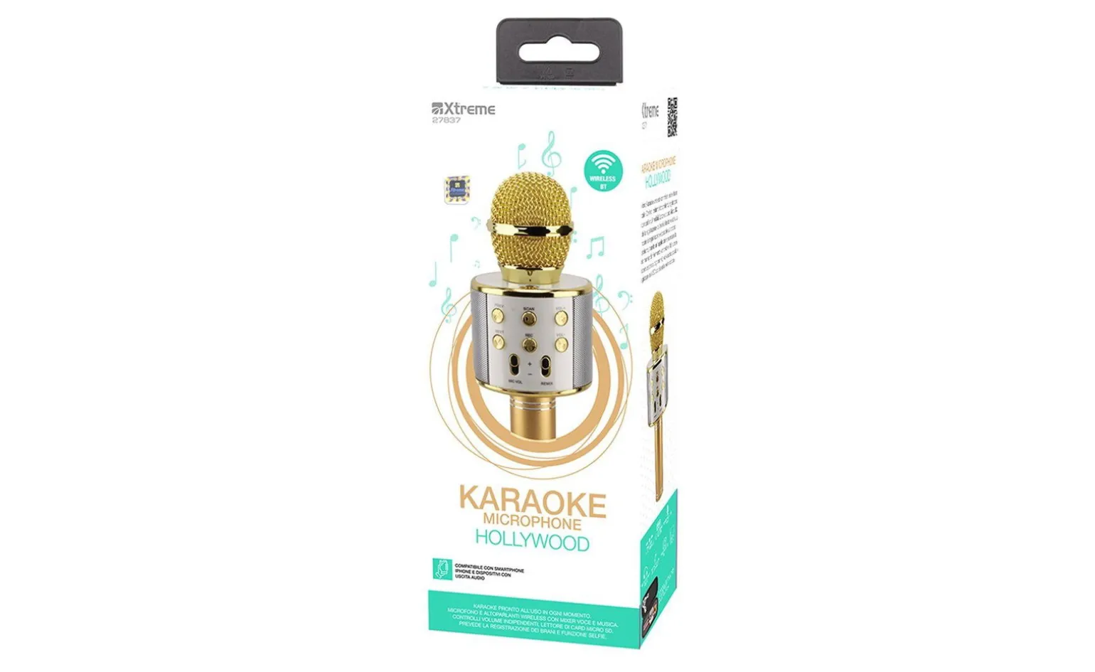 Hollywood microfono wireless per karaoke, oro