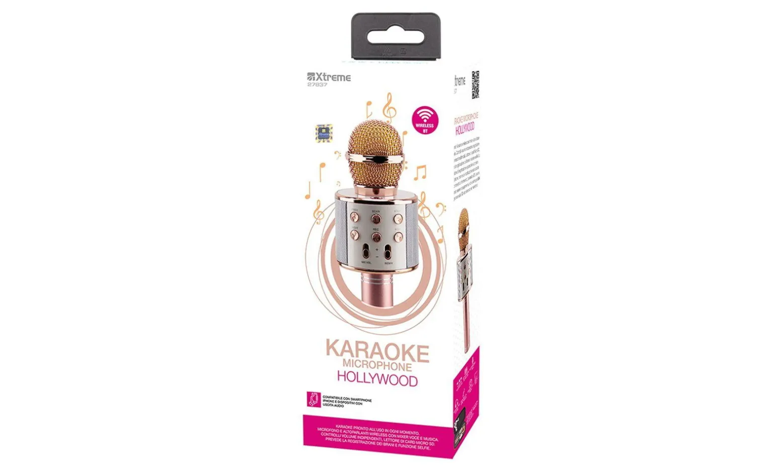 Hollywood microfono wireless per karaoke, oro rosa