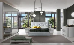 Ilenia camera matrimoniale legno bianco e grigio chiaro, letto con contenitore
