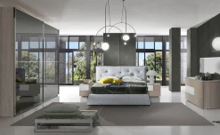 Ilenia camera matrimoniale olmo e bianco, letto con contenitore