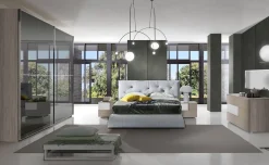 Ilenia camera matrimoniale olmo e bianco, letto con contenitore