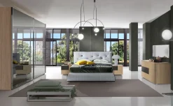 Ilenia camera matrimoniale rovere e grigio scuro, letto con contenitore