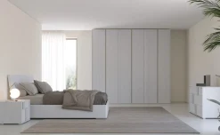 Irene camera matrimoniale legno bianco e grigio chiaro, letto con contenitore