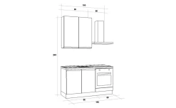 Iris cucina 150 cm colore bianco opaco con forno