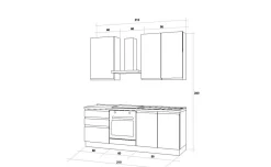 Iris cucina 210 cm colore bianco opaco