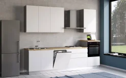 Iris cucina 300 cm colore bianco opaco con lavastoviglie