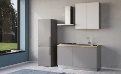 Iris cucina 150 cm colore grigio chiaro e bianco opaco