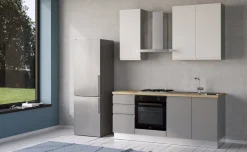 Iris cucina 195 cm colore grigio chiaro e bianco opaco