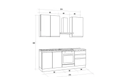 Iris cucina 210 cm colore grigio chiaro