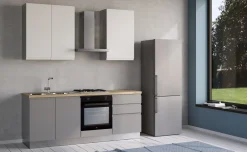 Iris cucina 210 cm colore grigio chiaro e bianco opaco