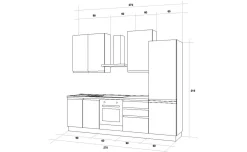 Iris cucina 270 cm colore grigio chiaro e bianco opaco con frigo