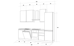 Iris cucina 285 cm colore grigio chiaro e bianco opaco con lavastoviglie