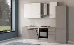 Iris cucina 285 cm colore grigio chiaro e bianco opaco con lavastoviglie
