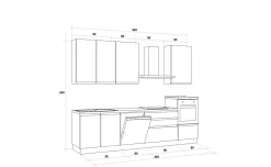 Iris cucina 300 cm colore grigio chiaro con lavastoviglie