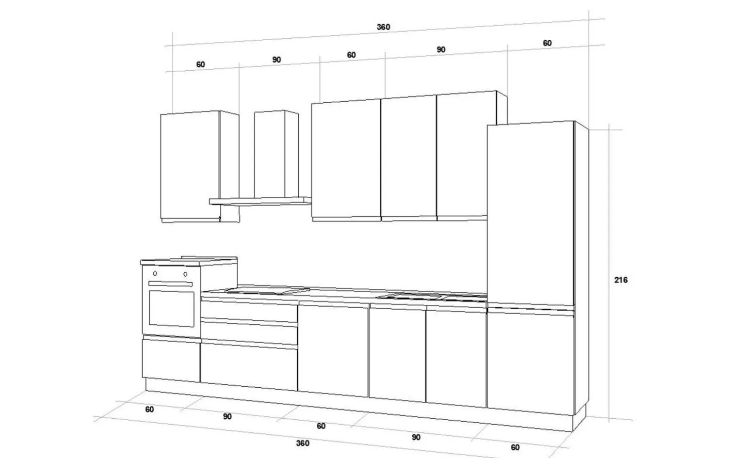 Iris cucina 360 cm colore grigio chiaro
